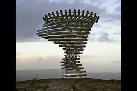 Tonkin Liu's singing sculpture of wind-pipes in Burnley
